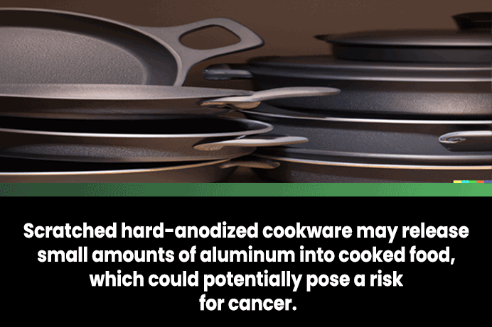 anodized cookware pots are piled up