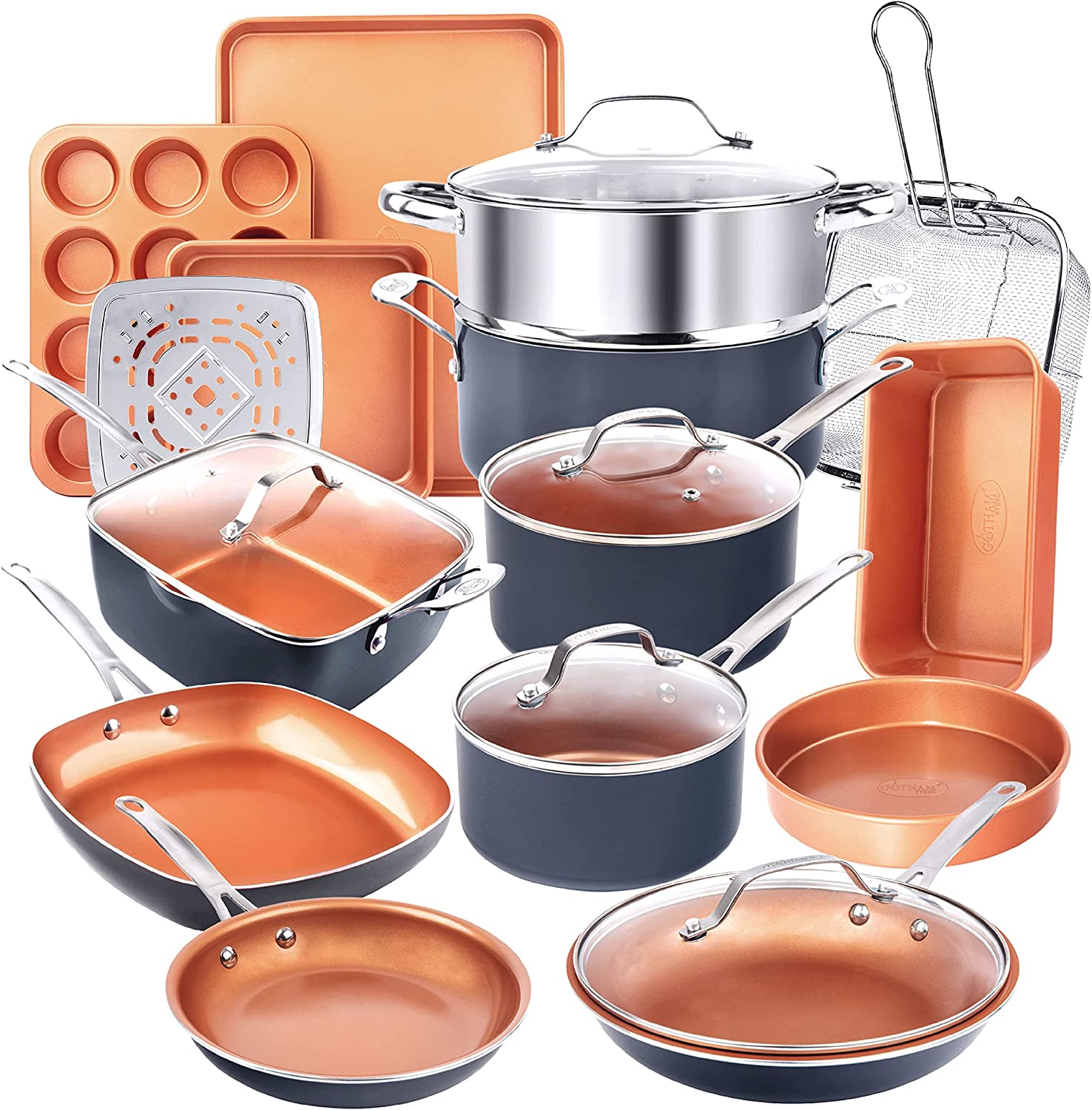 6. Gotham Steel Pots and Pans Set, 20 Pc Non Stick Cookware Set