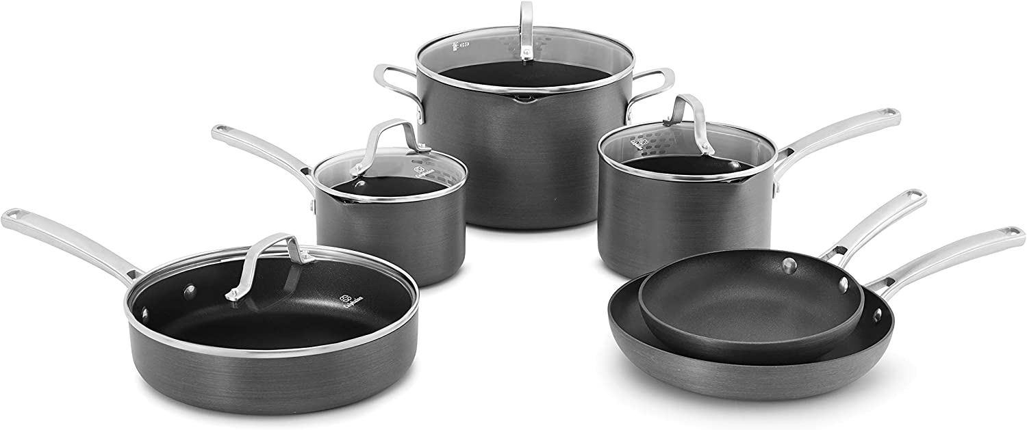 7. Calphalon 10-Piece Pots and Pans Set, Nonstick Kitchen Cookware