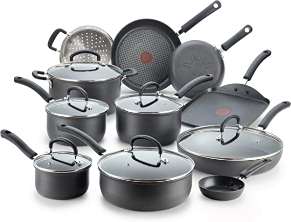 T-Fal Ultimate Hard Anodized Nonstick Cookware Set 17 Piece Pots and Pans