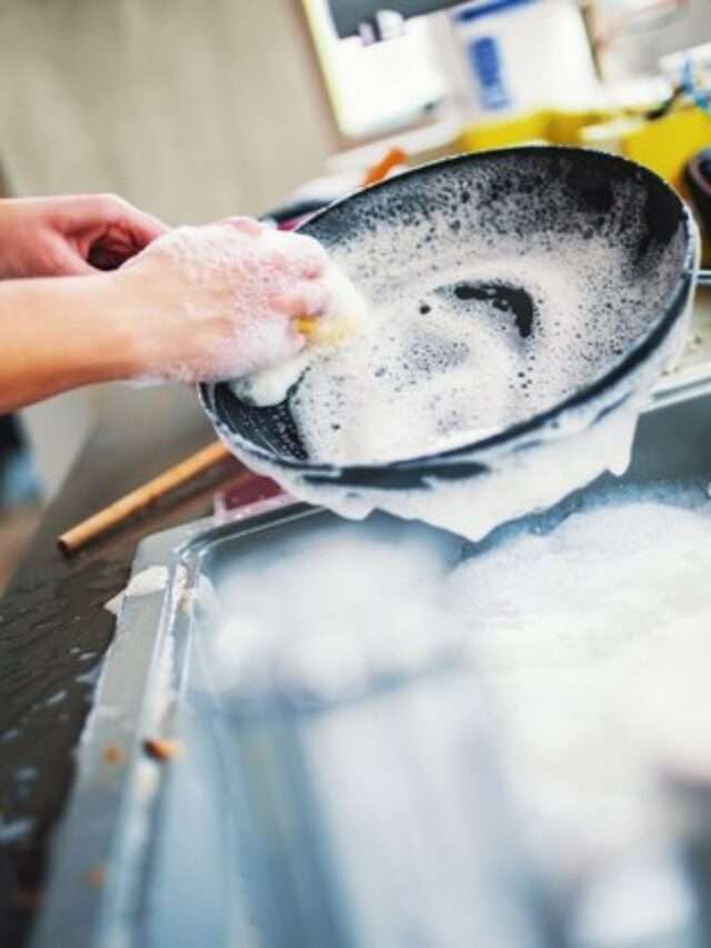 Drizzle cooking oil into the hard anodized pots
