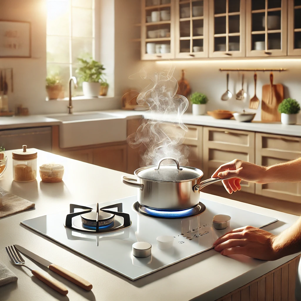 glass cooktop in a modern kitchen